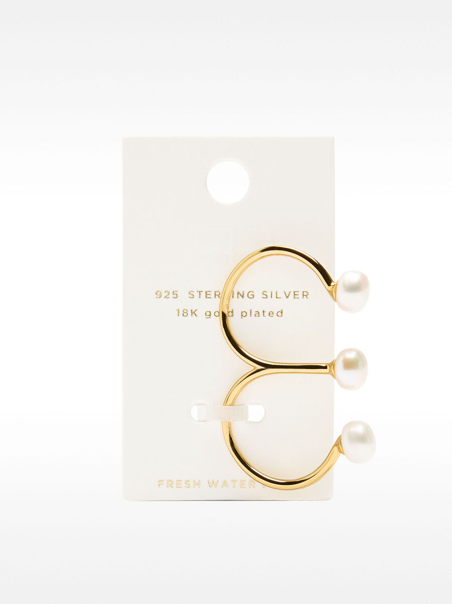 Double ring with freshwater pearls - 925 sterling silver
