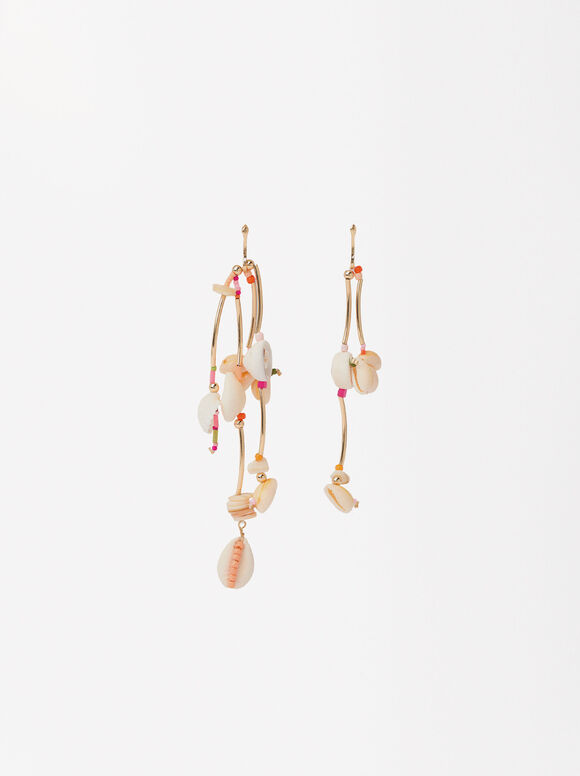 Long Earrings With Shells, Multicolor, hi-res
