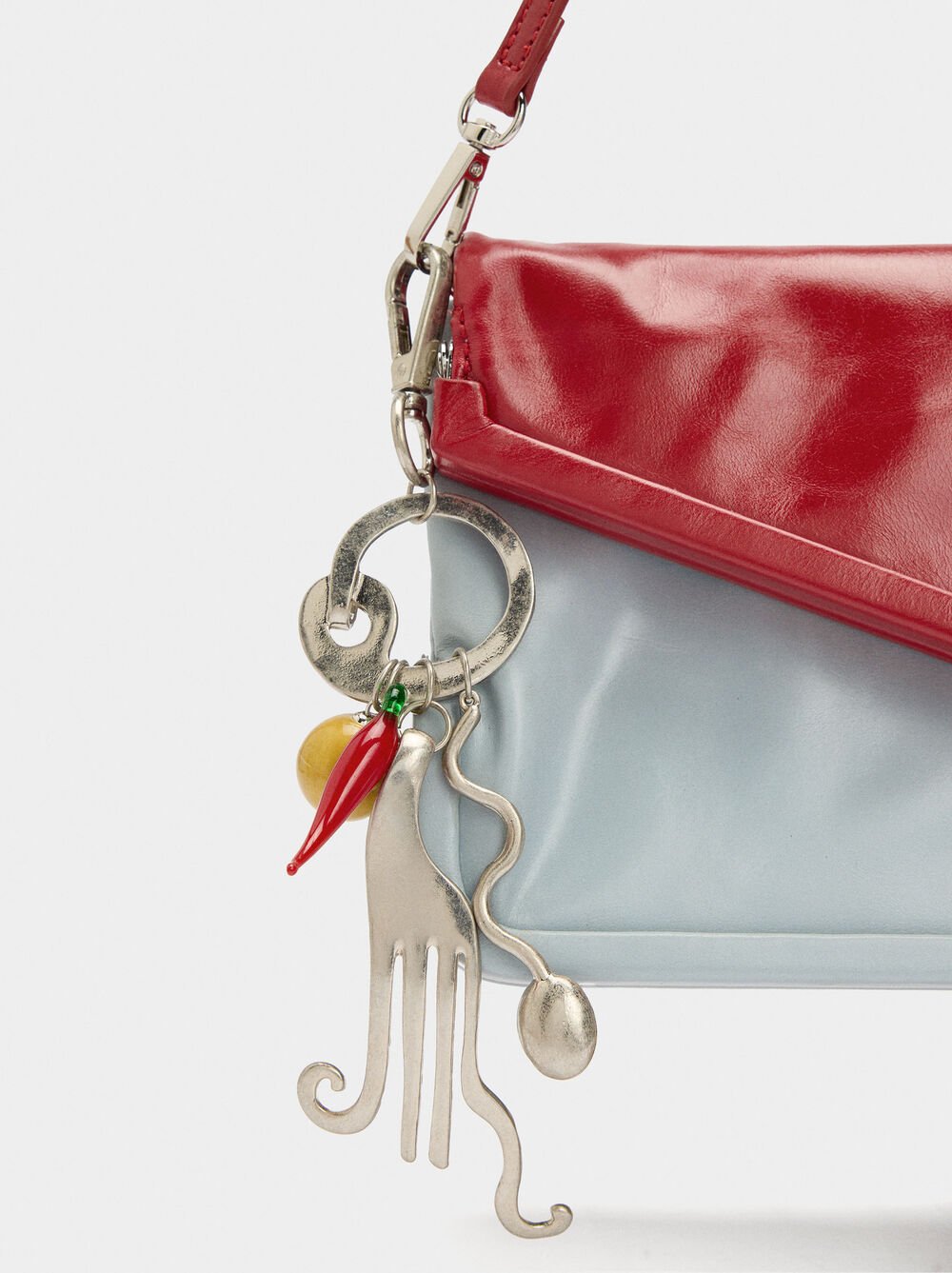 Double envelope bag in bicolour leather