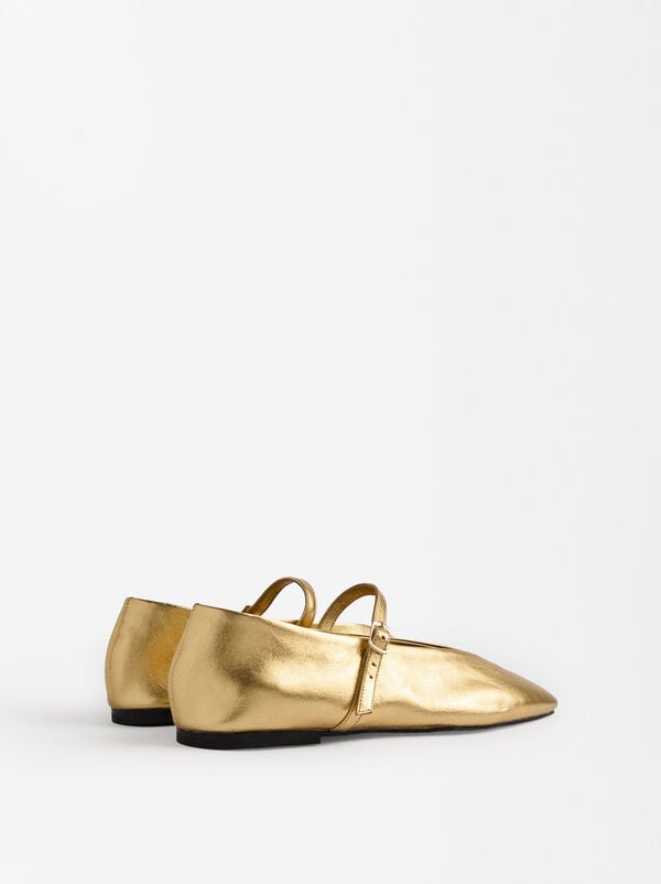 Metallic Leather Ballet Flats