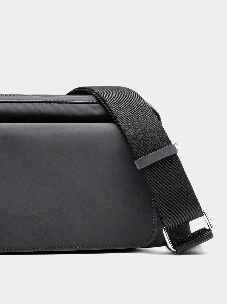 Nylon crossbody bag with flap