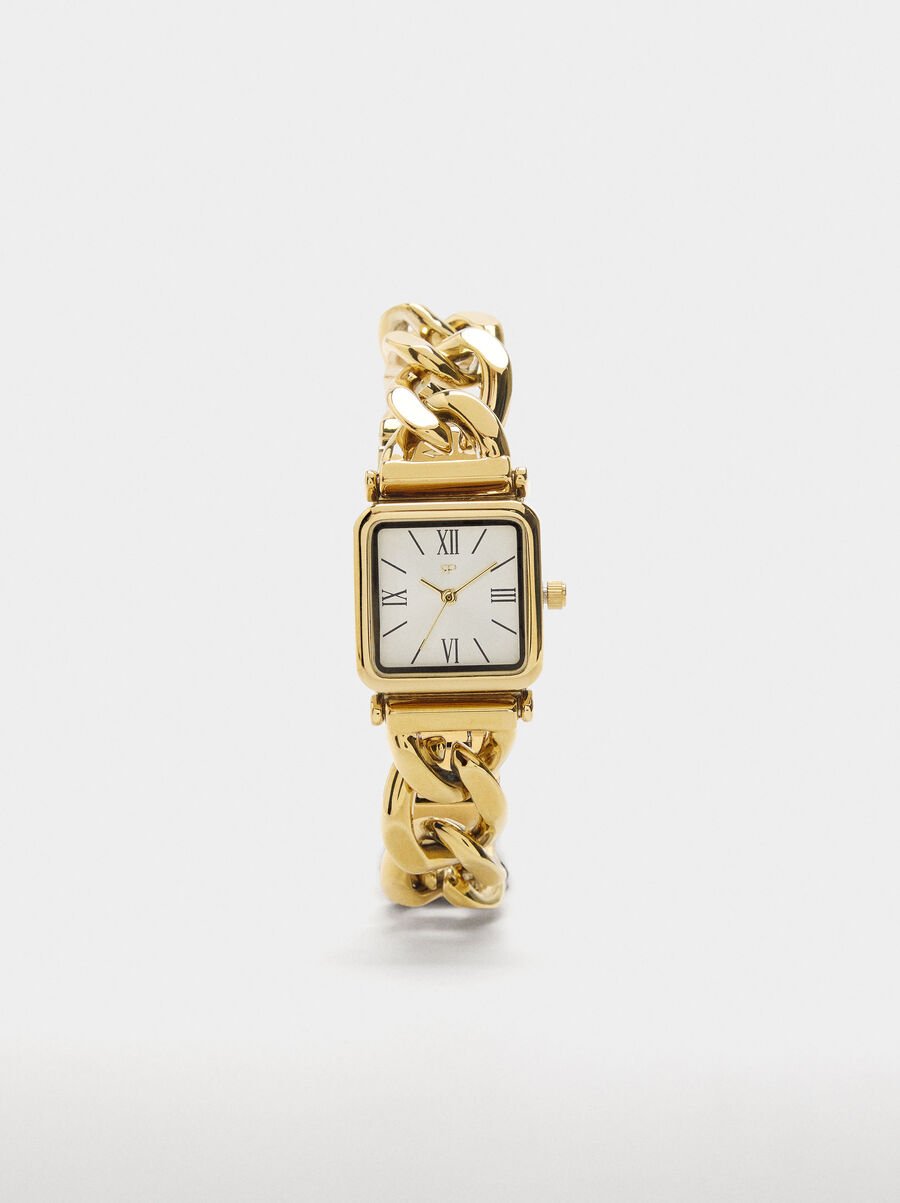 Watch with square dial and links bracelet