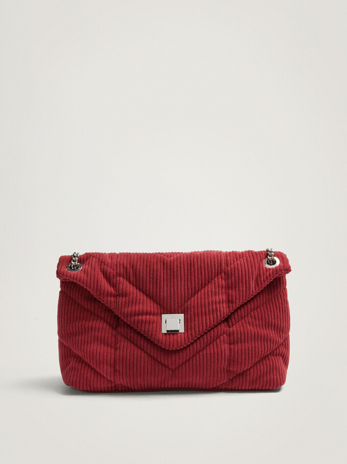 Corduroy Shoulder Bag, Red, hi-res