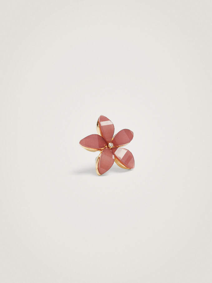 Resin Short Flower Earrings, Multicolor, hi-res