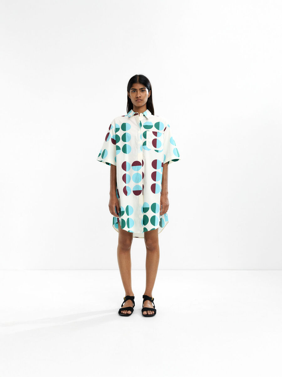 Printed shirt dress 100% cotton