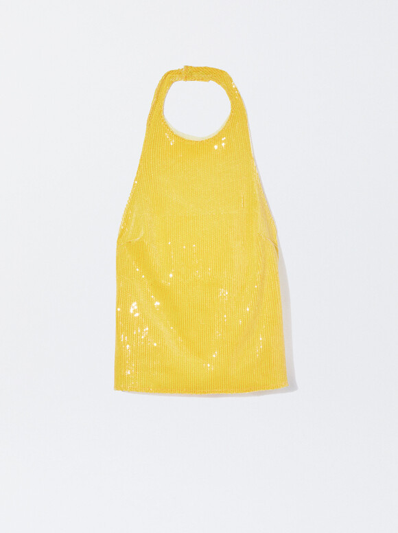 Sequin Top, Yellow, hi-res