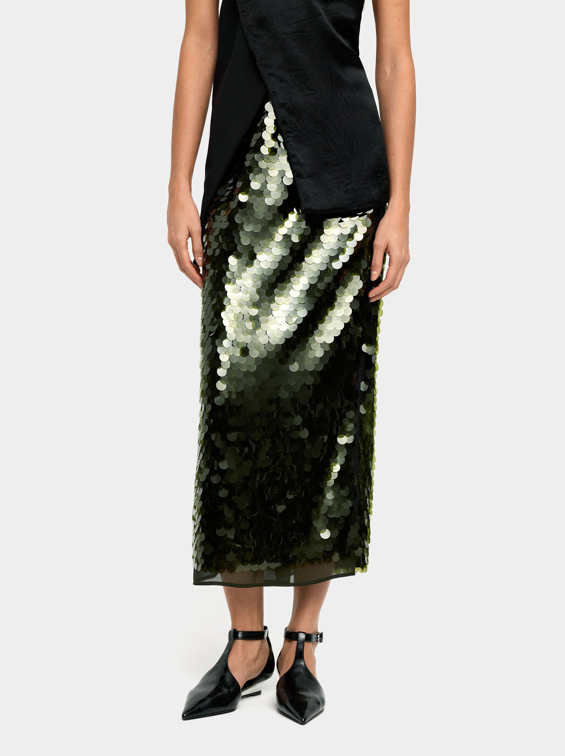 Long skirt with sequins image number 1.0