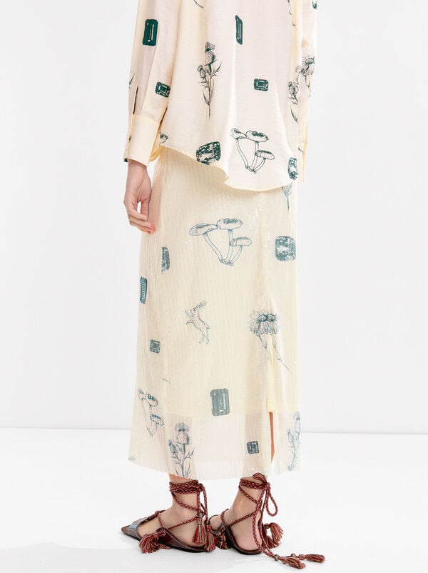 Printed sequin skirt