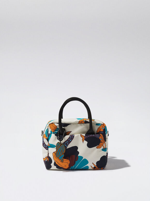 Printed Nylon Tote Bag, White, hi-res