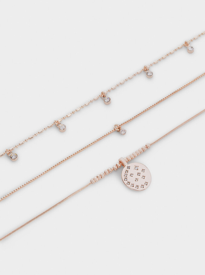 Set Of Necklaces With Zirconia, Orange, hi-res
