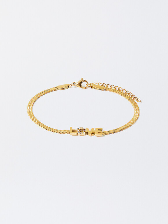 Stainless Steel Bracelet With Charms, Golden, hi-res