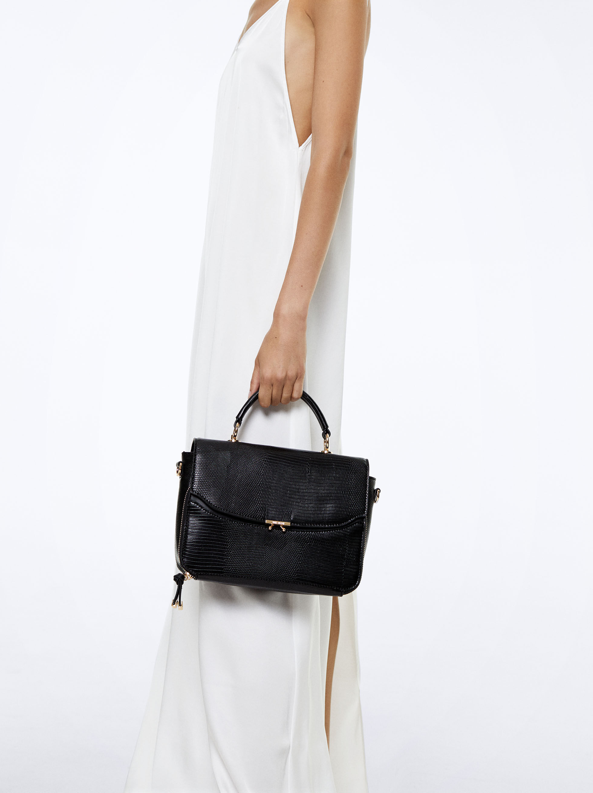 Animal Embossed Crossbody Bag Black Woman