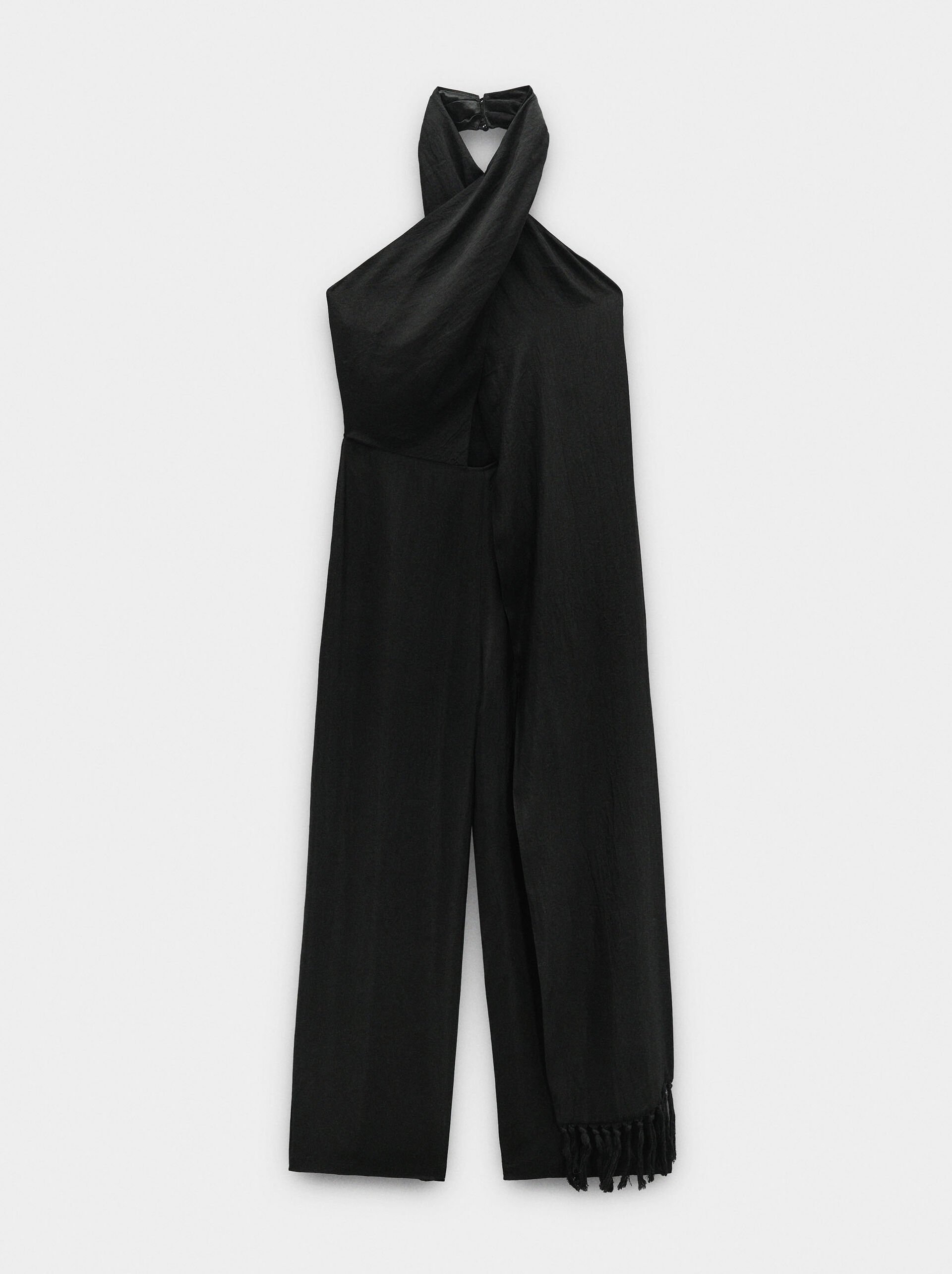 Jumpsuit with halter crinkled effect image number 6.0