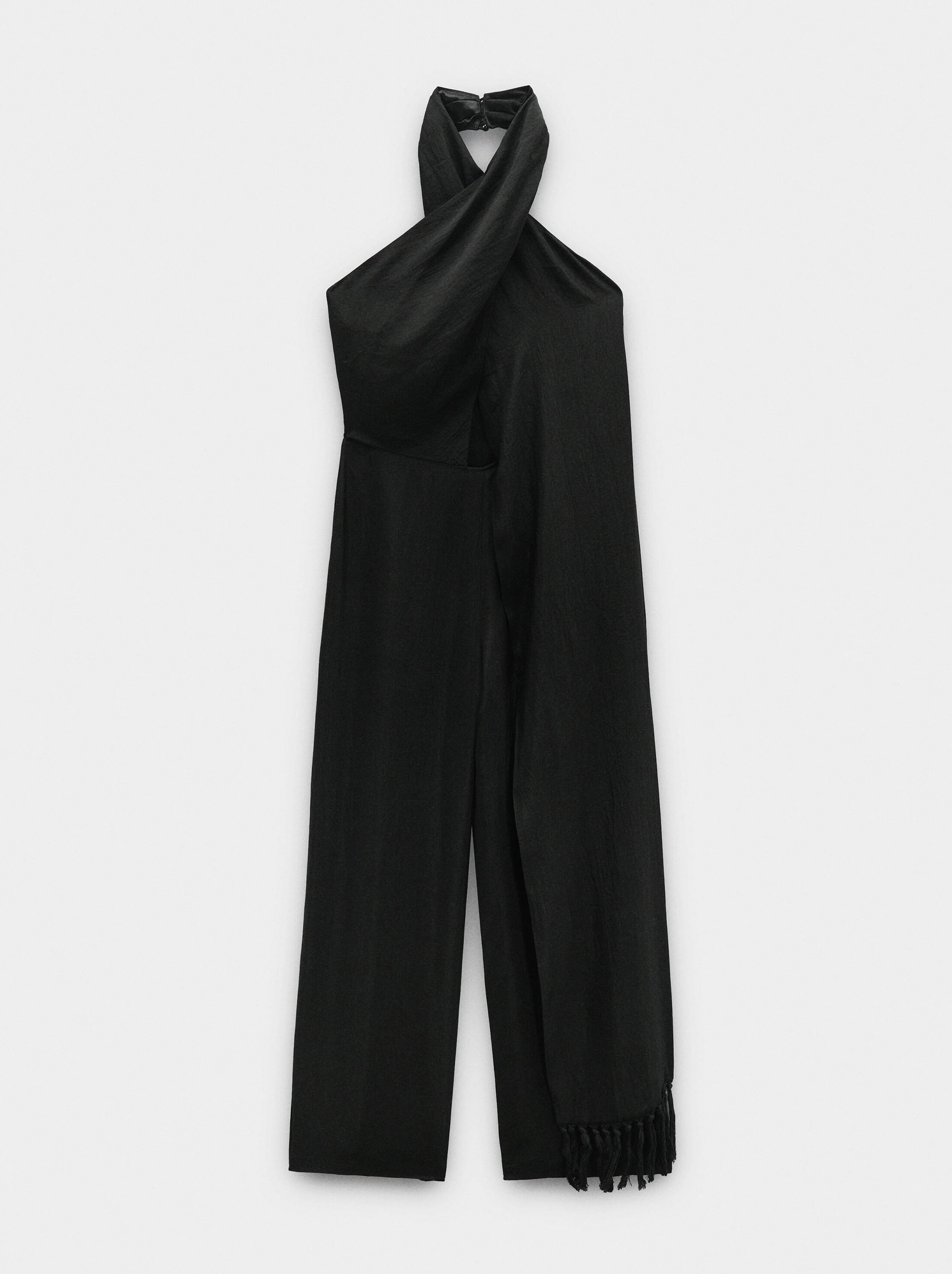 Jumpsuit with halter crinkled effect image number 6.0