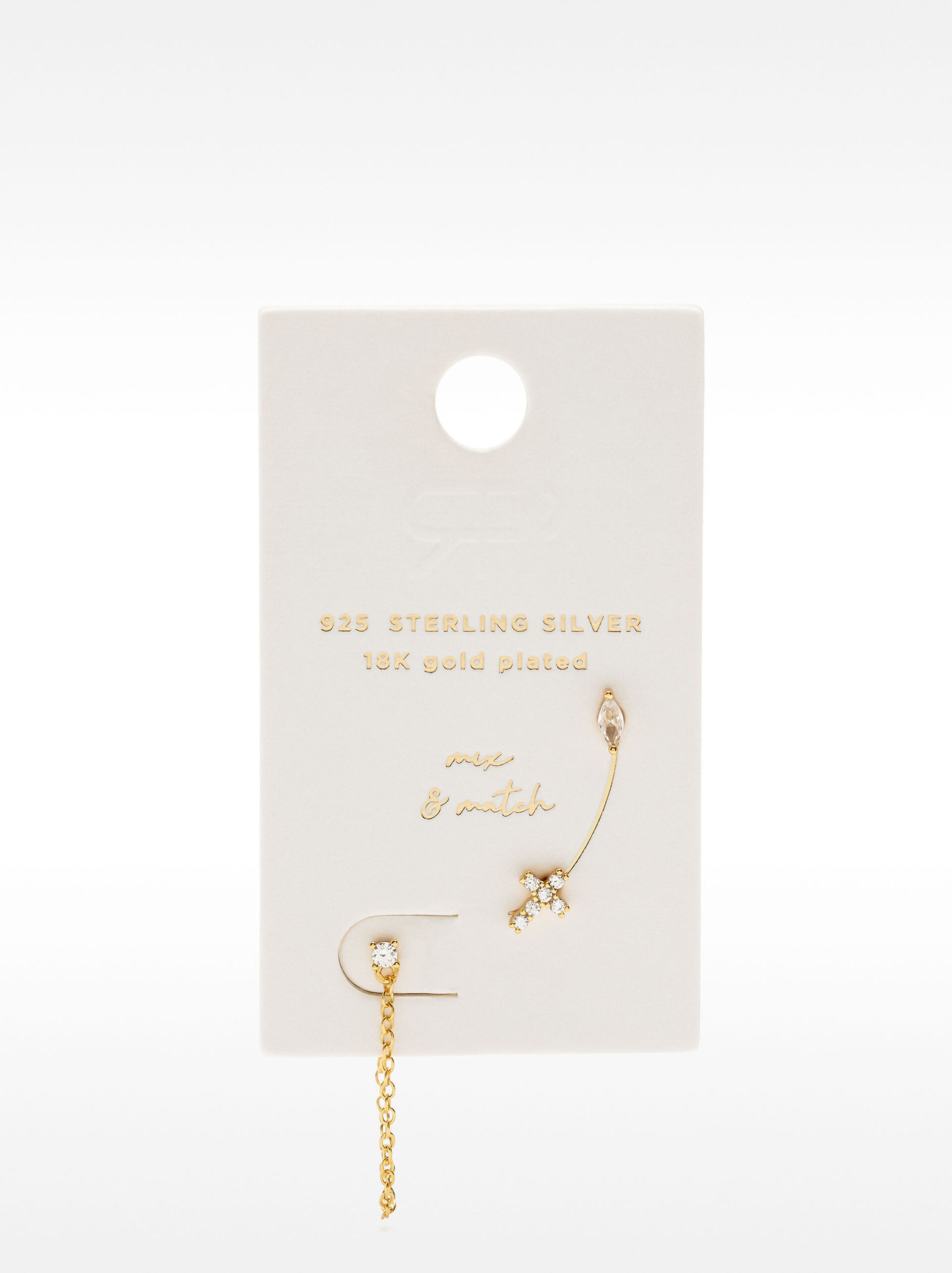 Earring set with zirconia and chain – 925 sterling silver image number 4.0
