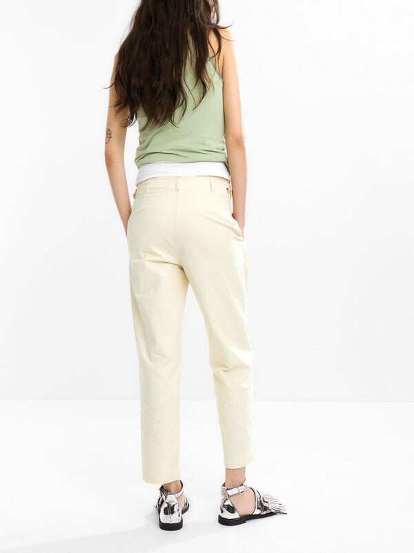 100% cotton pleated pants