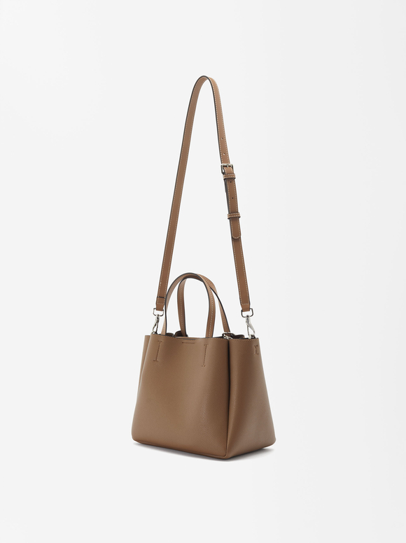 Tote Bag With Pendant, Camel, hi-res