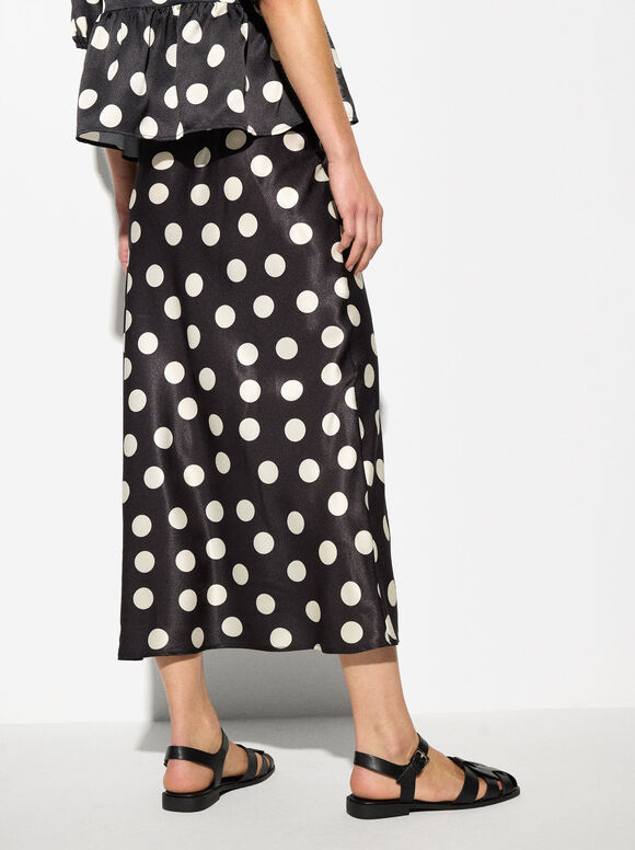 Online Exclusive - Polka Dot Skirt, Black, hi-res