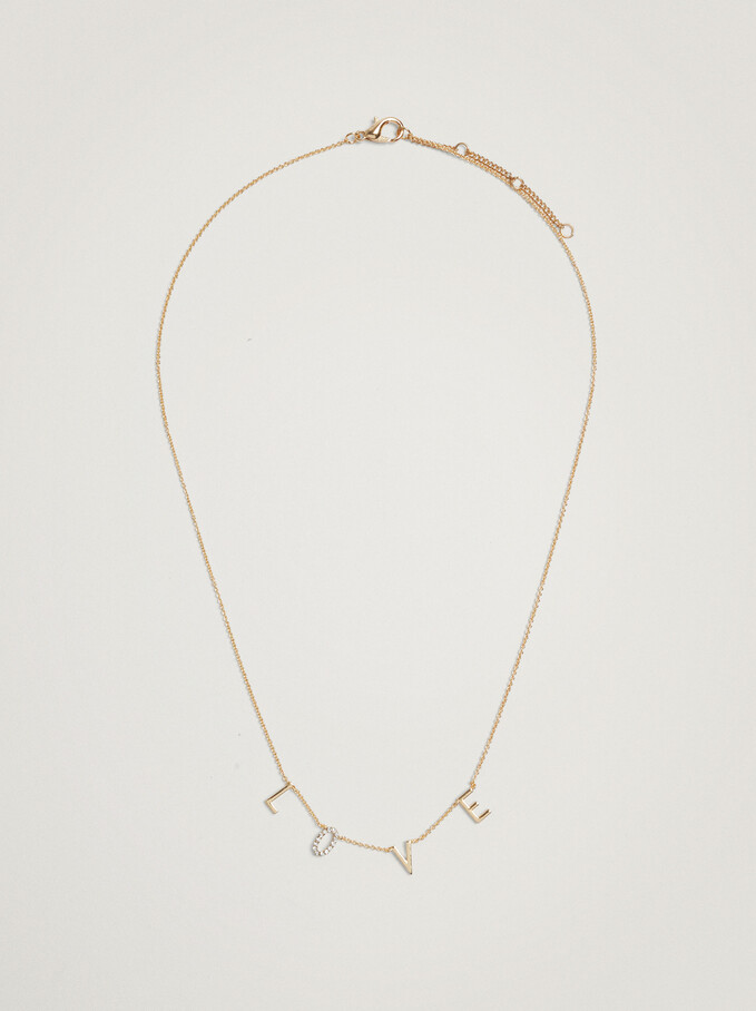 Short Love Necklace, Golden, hi-res