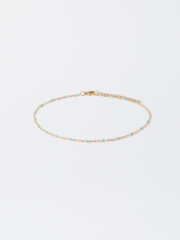 Bracelet De Cheville En Acier Avec Émail, Violet, hi-res