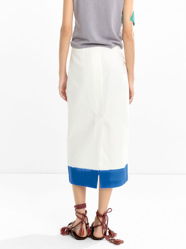 Midi skirt with linen and floral print