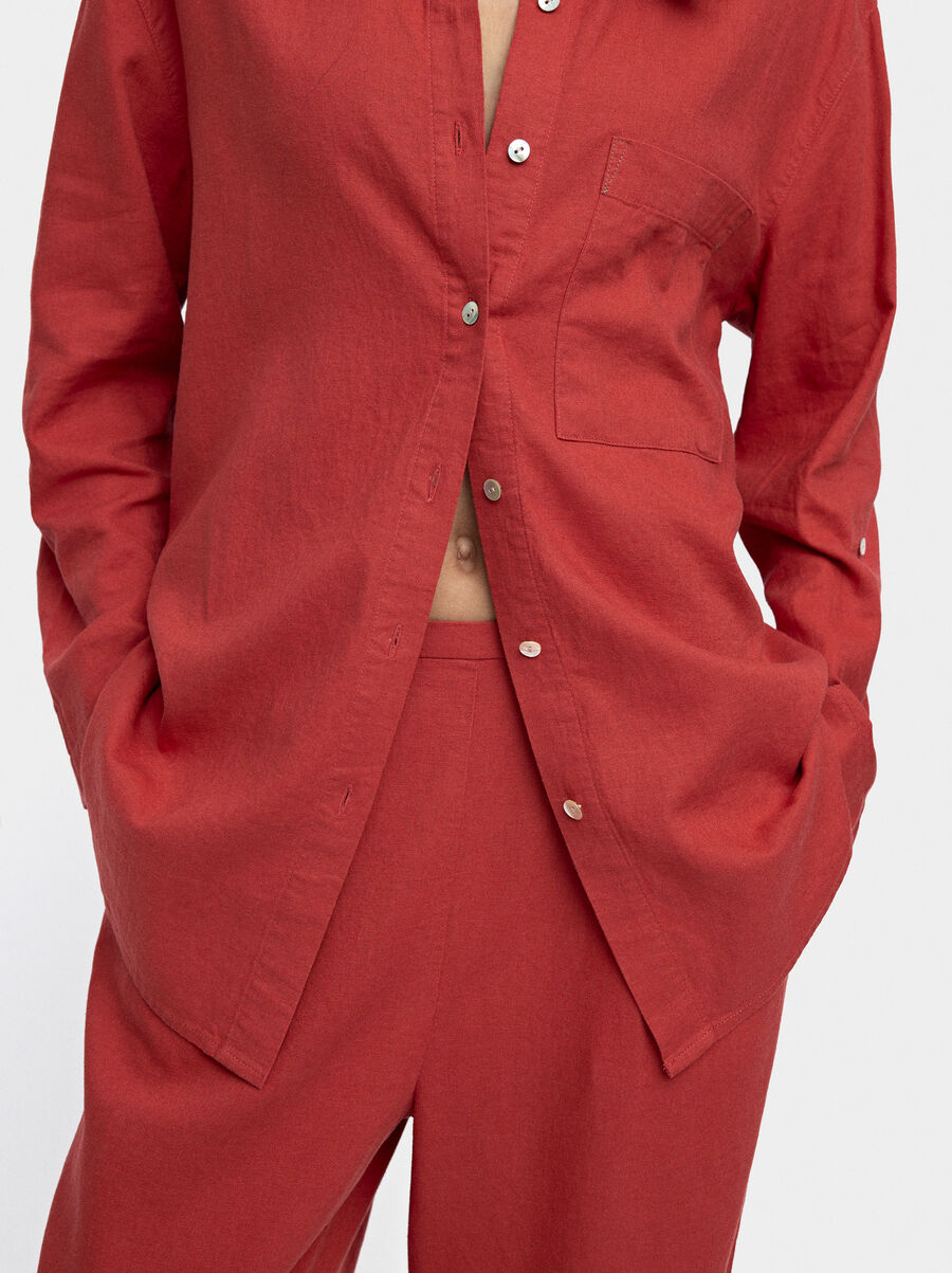 Linen-blend shirt with pocket