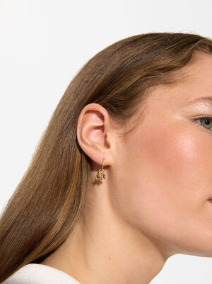 Hoops Earrings With Stones - Sterling Silver 925