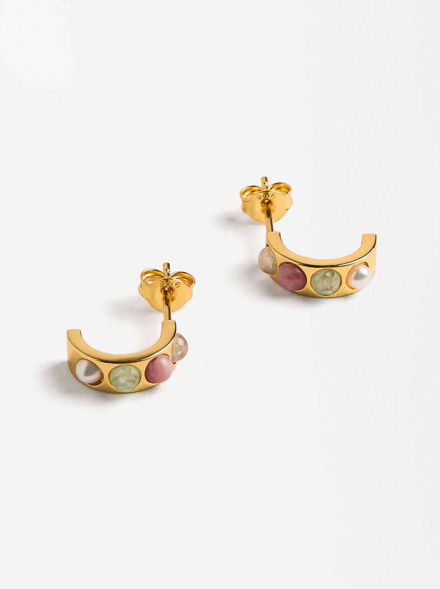 Short earrings with stones - 926 sterling silver