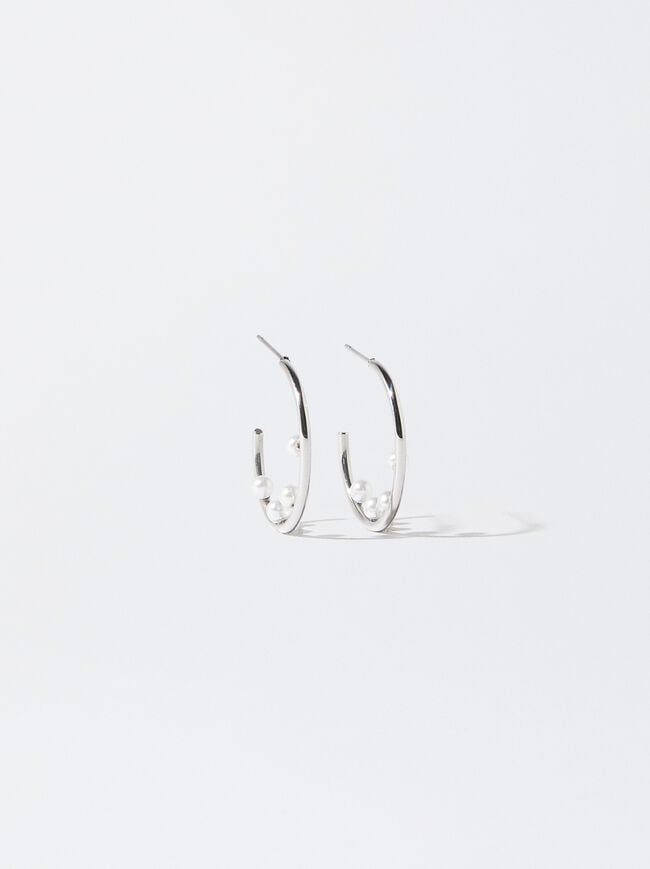 Stainless Steel Earrings With Pearls