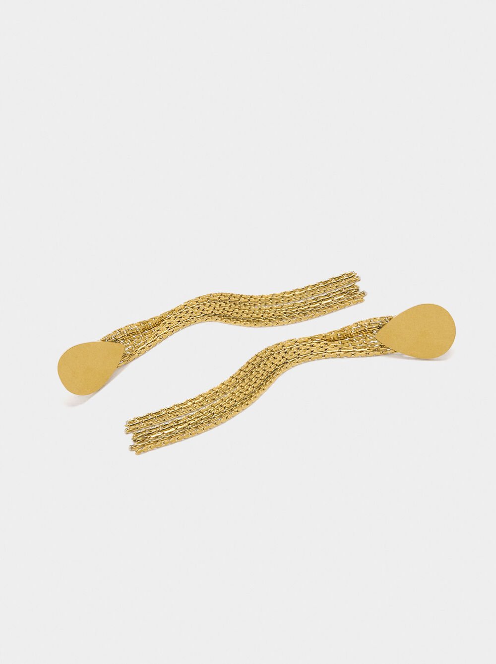 Long earrings with oval base - stainless steel