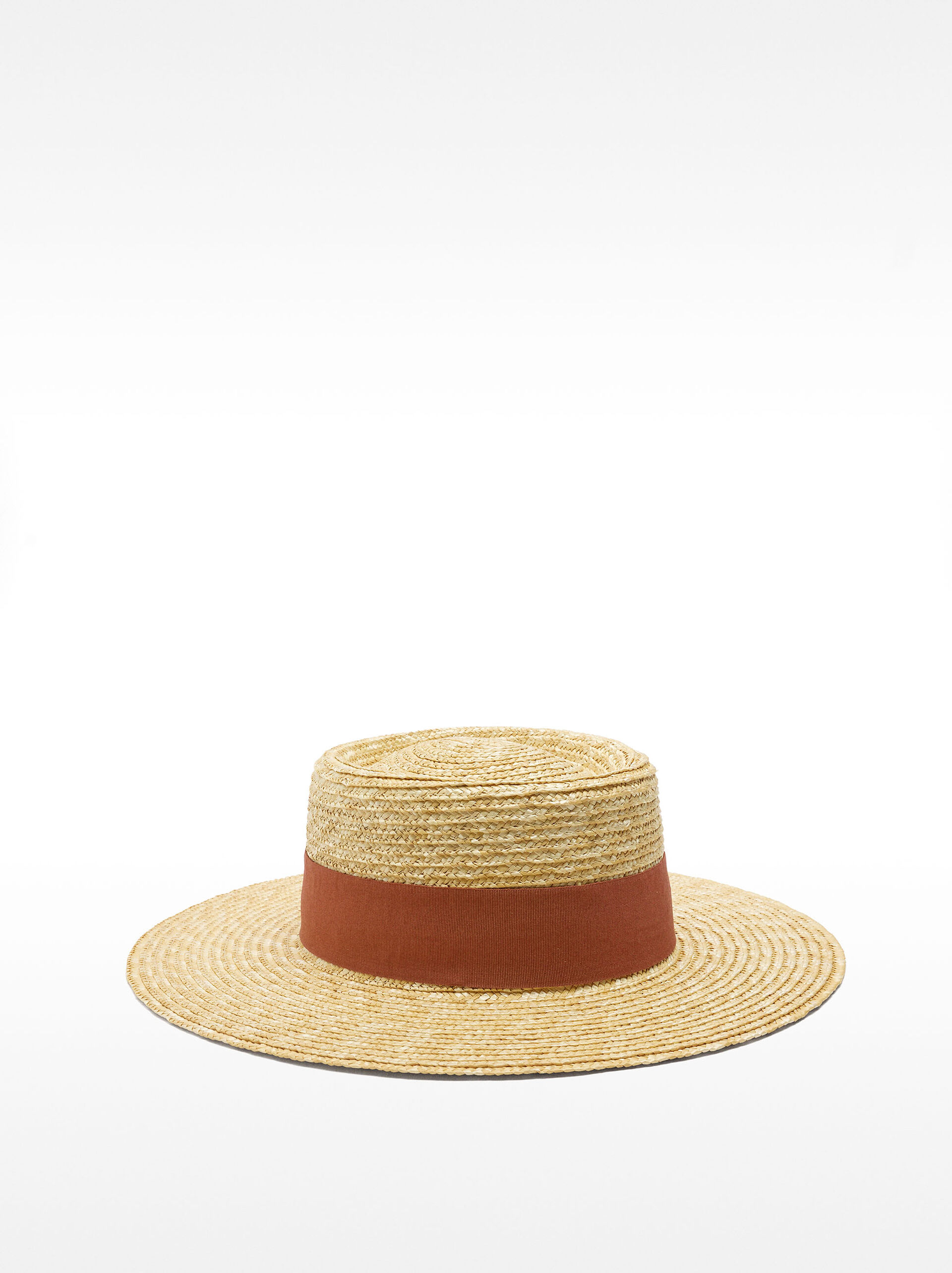 Straw hat with ribbon image number 2.0