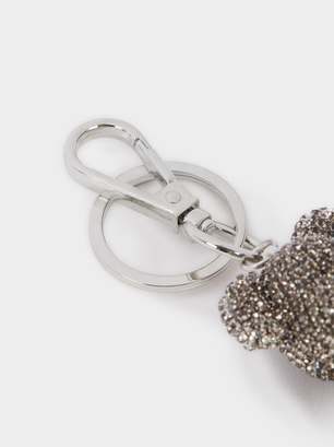 Bear Key Ring With Crystals, Silver, hi-res