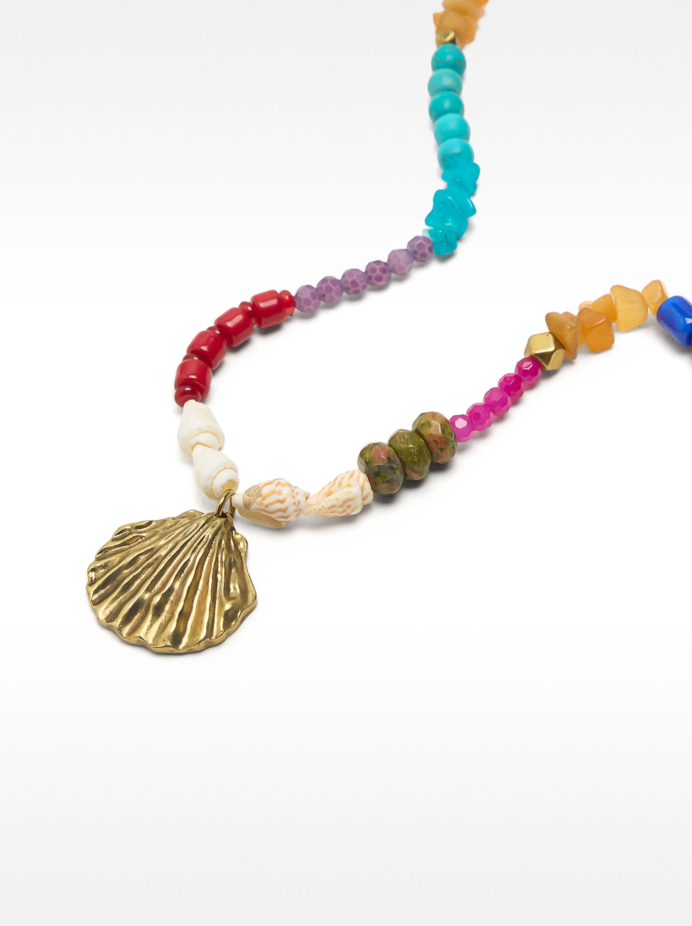 Collar multicolor con piedras y colgante image number 2.0