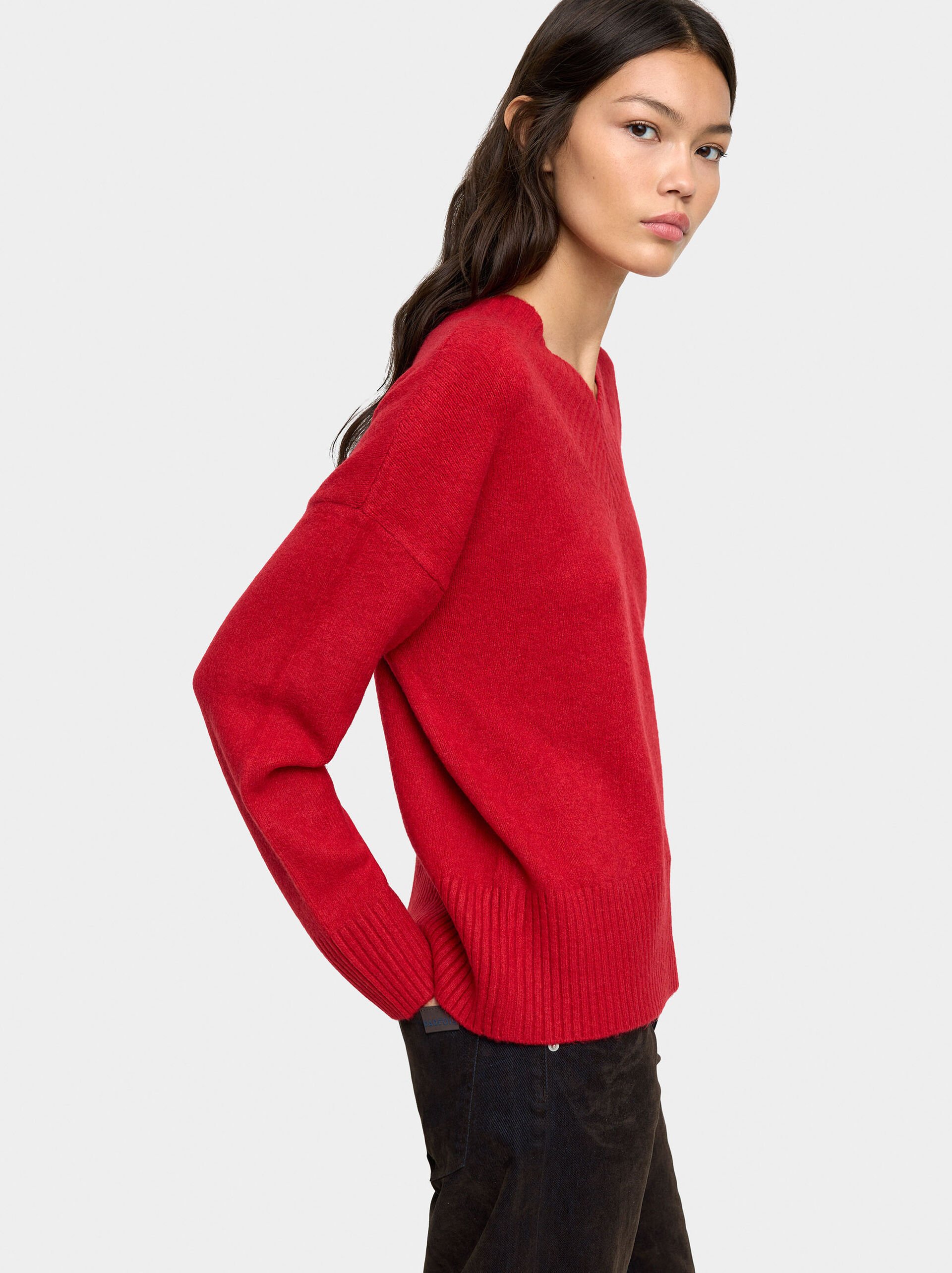 Knit sweater with V-neck image number 2.0