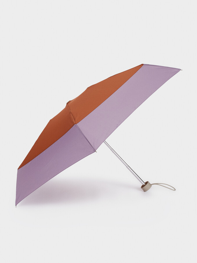 Small Bicolor Folding Umbrella, Brown, hi-res