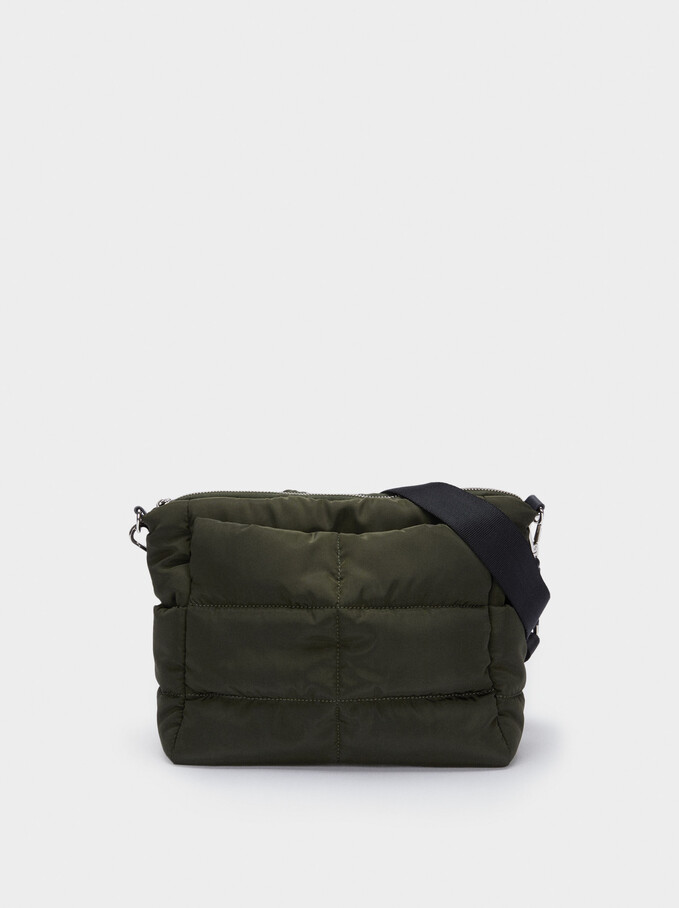 Quilted Nylon Tote Bag, Khaki, hi-res
