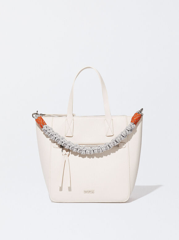 Basic Tote Bag With Rope Handle, Ecru, hi-res