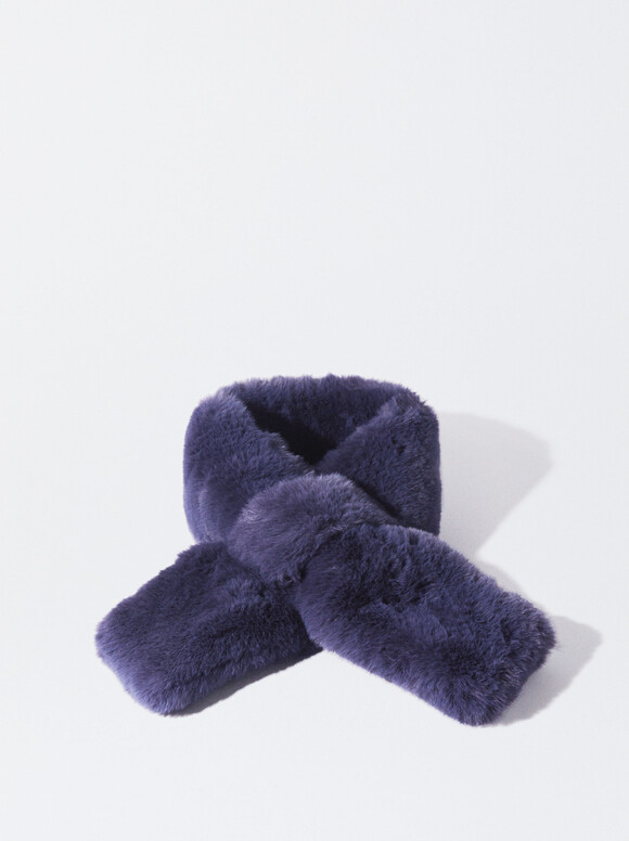 Fur Stole, Navy, hi-res