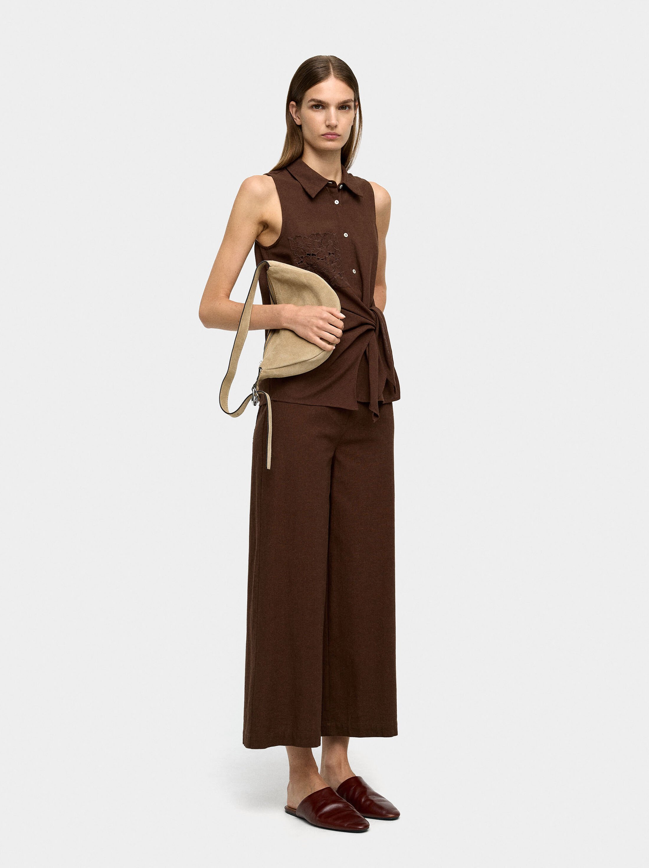 Top with embroidery and knot image number 3.0