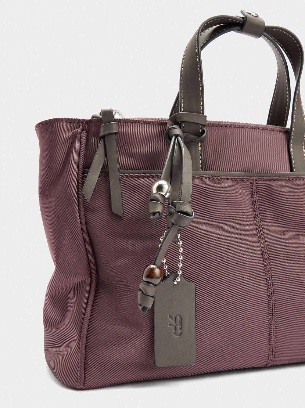 Nylon tote bag with crossbody strap