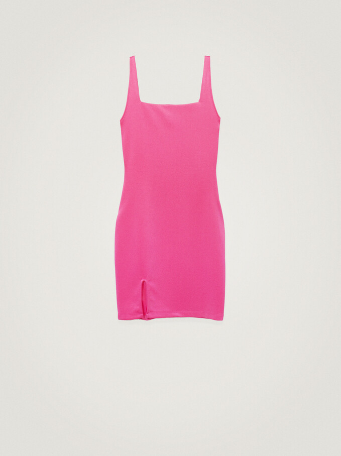 Short Fitted Dress, Pink, hi-res