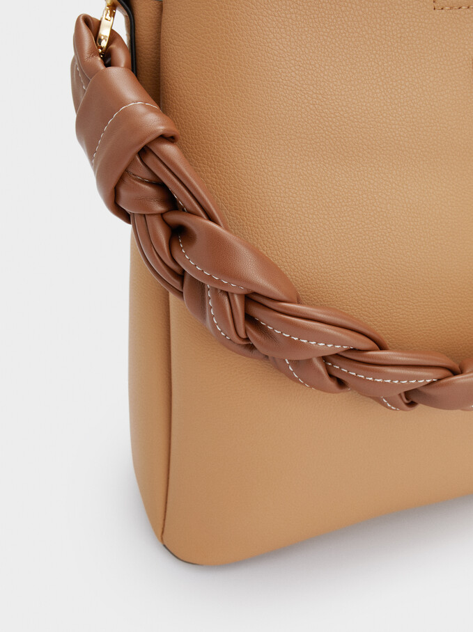 Handbag With Braided Handle, Camel, hi-res