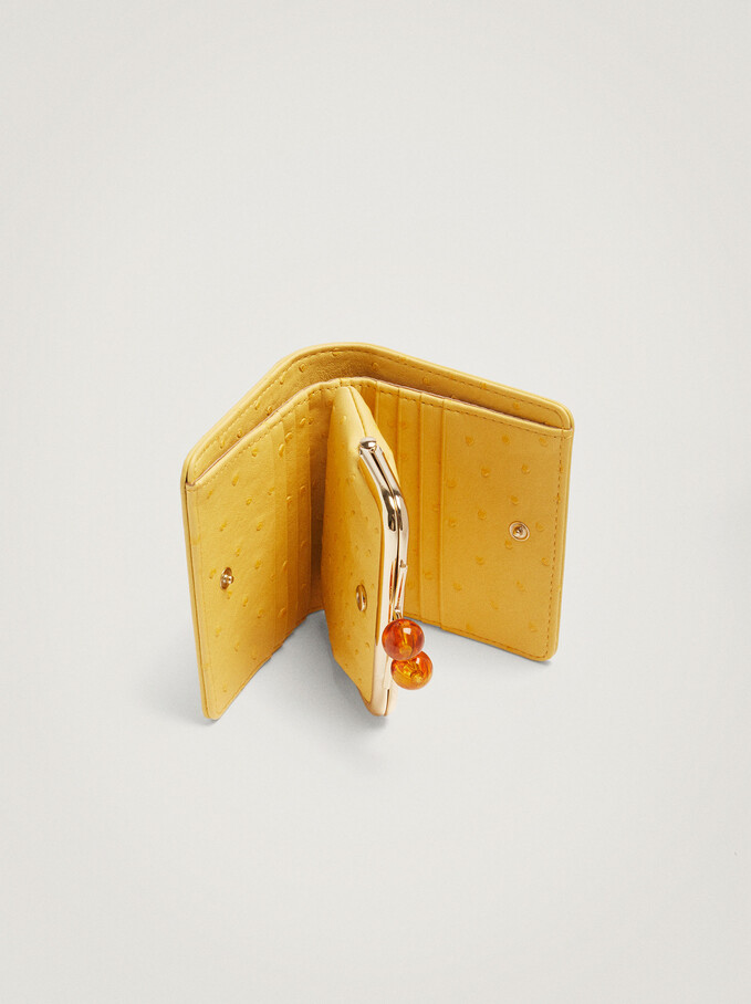 Embossed Wallet, Yellow, hi-res
