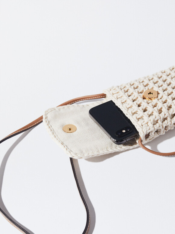 Crochet Mobile Phone Case, Ecru, hi-res