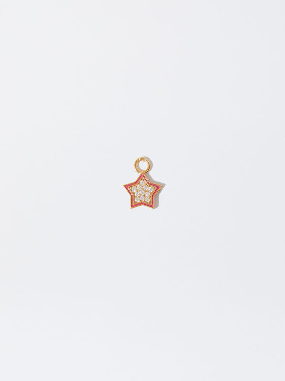 925 Silver Star Charm, Pink, hi-res