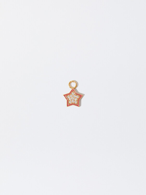 925 Silver Star Charm, Pink, hi-res