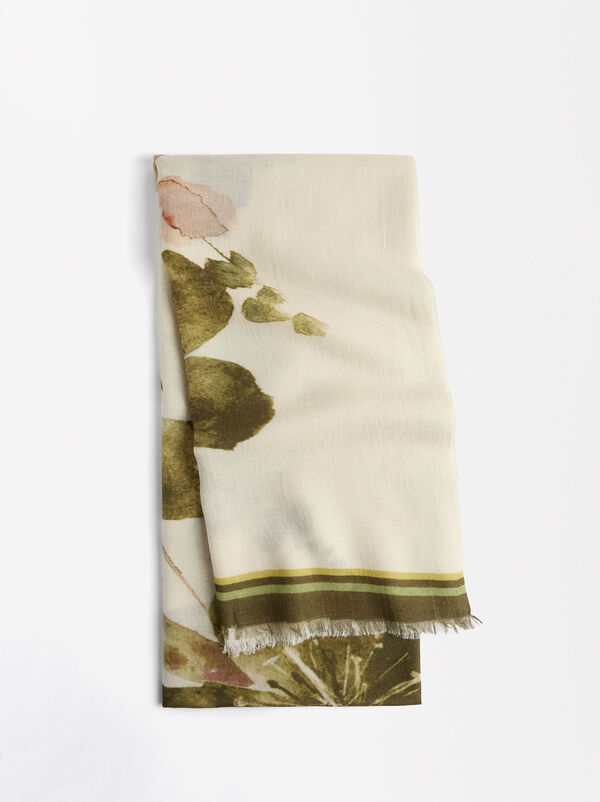 Floral printed cotton scarf