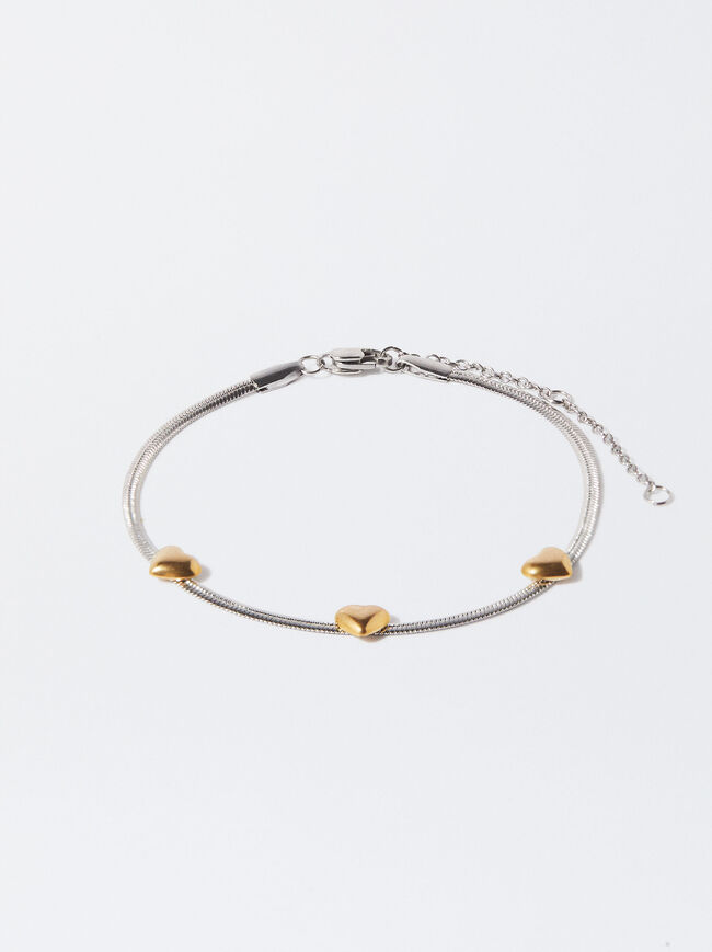 Stainless Steel Bracelet With Hearts