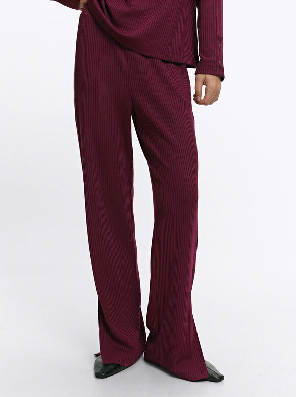 Trousers With Elastic Waistband, Purple, hi-res