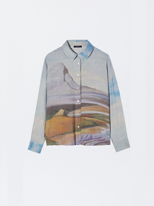 Long-Sleeved Printed Shirt, Multicolor, hi-res
